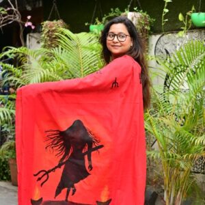 Hand-Painted Cotton Saree – “Shiv Shakti: The Cosmic Dance”