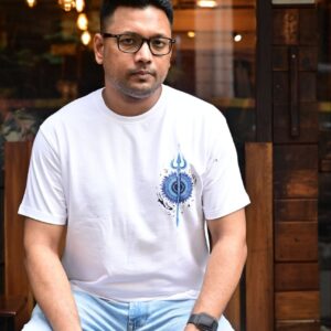 🔱 Mythic Trinity Graphic T-Shirt – “Shiv to Ram: The Eternal Journey”