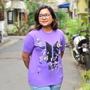 Graphic Cotton T-Shirt – “Midnight Lilac”