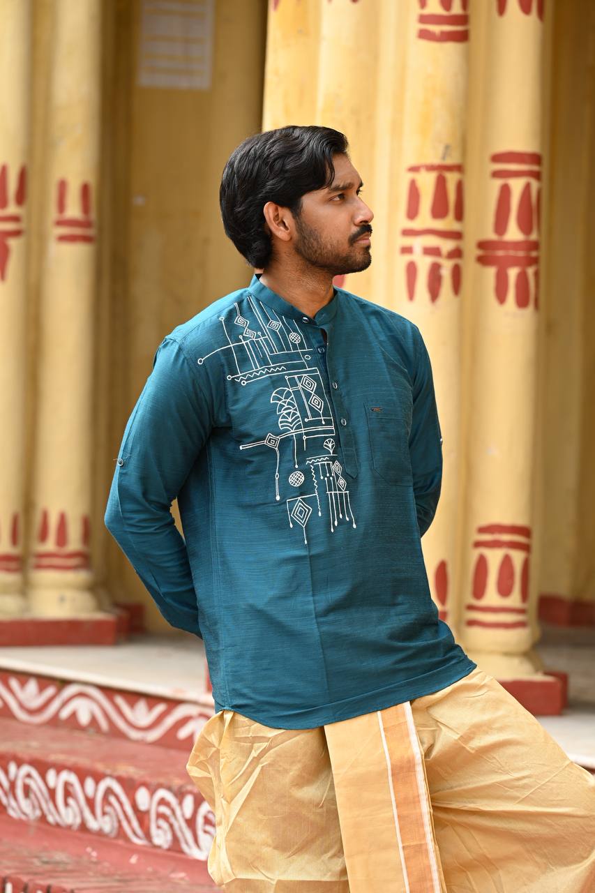 Neelrekha — Hand-Painted Short Kurta