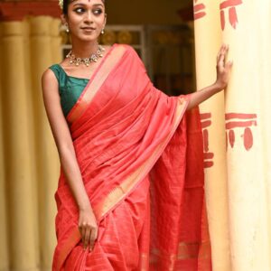 Lalima — Red Mangalgiri Silk Saree