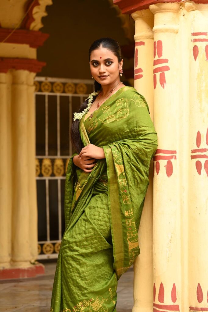 Haritima — Hand-Painted Mangalgiri Silk Saree